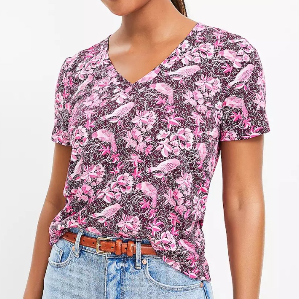 NWT Loft Rainforest Everyday V-Neck Tee